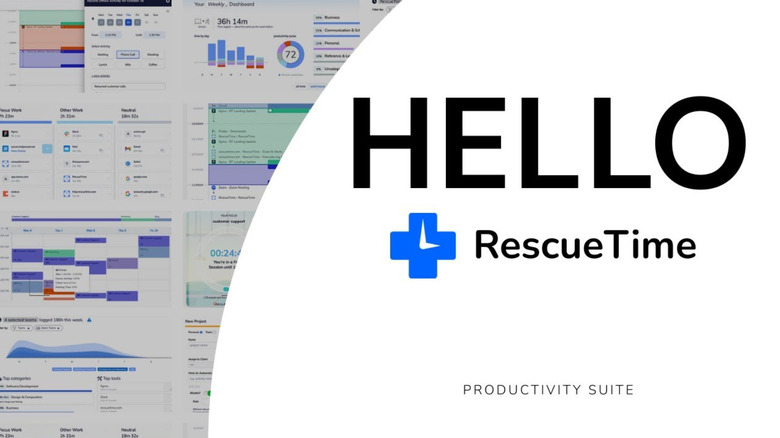 RescueTime productivity suite marketing image showing its functionality