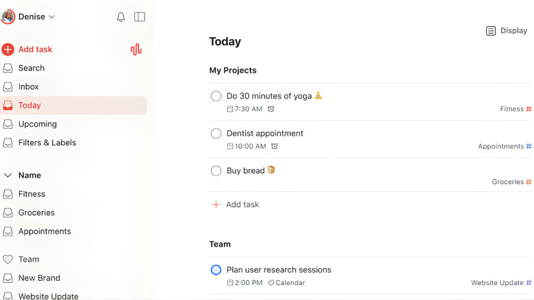 Screenshot of Todoist running on Windows
