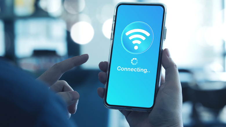 A phone connecting to Wi-Fi