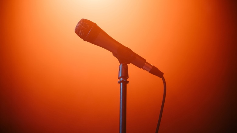 The Sennheiser e835 mic on a mic stand.