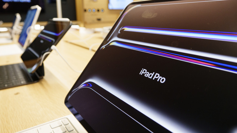 An iPad Pro on display in a store.