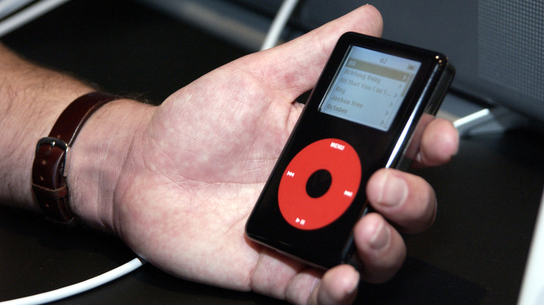 A black and red U2 edition iPod