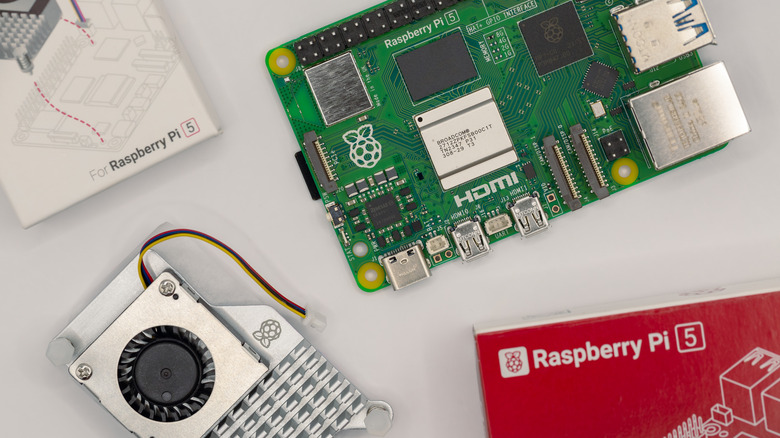Raspberry Pi 5 with accessories
