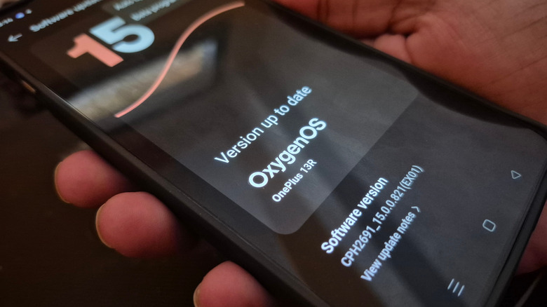 Smartphone showing software version, concept for system control