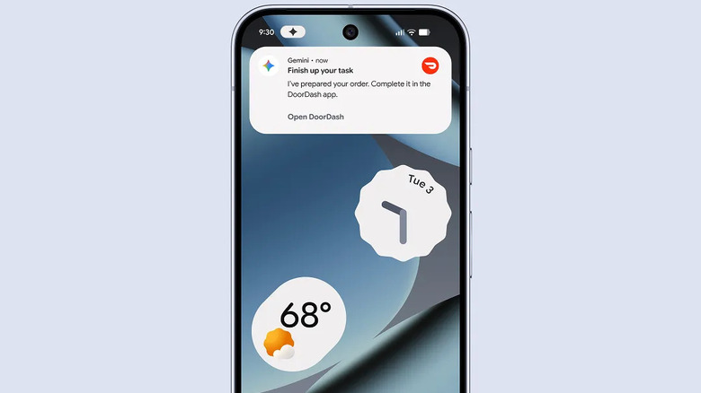 Pixel showing AI performing a task on the screen in notification bubble