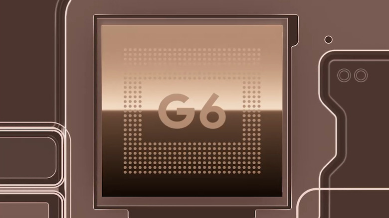 Rose gold illustration of G6 chip