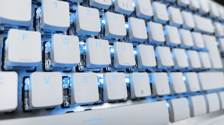 Close-up of the keys of a mechanical keyboard