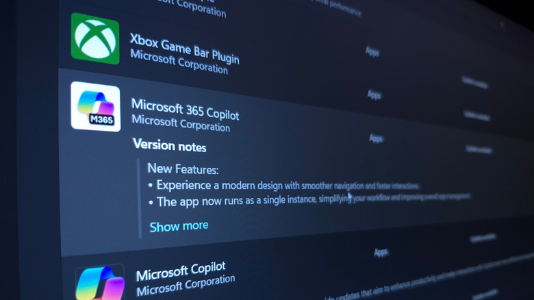Microsoft Store showing the Xbox Game Bar Plugin, Microsoft 365 Copilot, and Microsoft Copilot