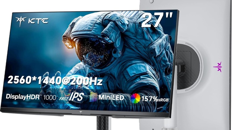 A KTC M27T6S 27 Inch mini-LED Gaming Monitor front and back on a white background