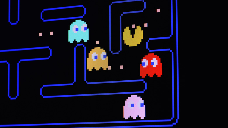 Pac-Man being played on a screen