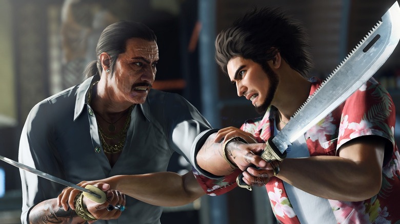 Ichiban Kasuga with machete fighting enemy in Like a Dragon Infinite Wealth