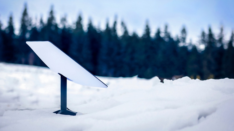 starlink dish in the snow