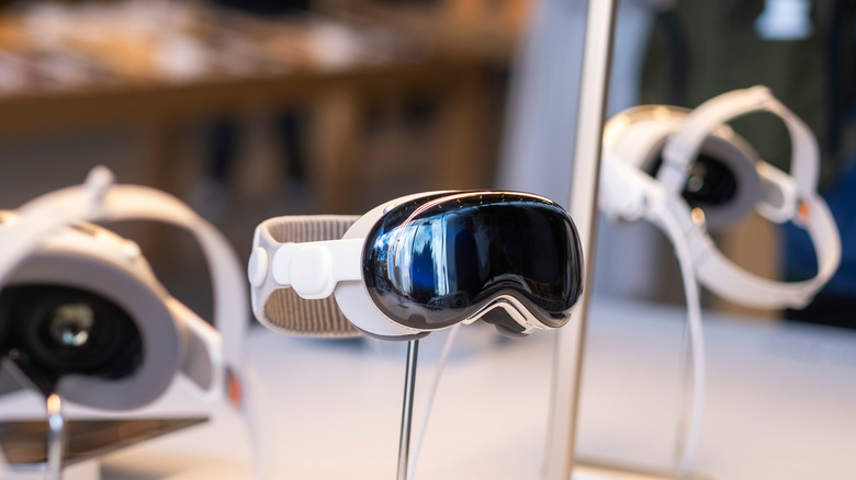 The Apple Vision Pro headset is displayed at Apple The Grove in Los Angeles