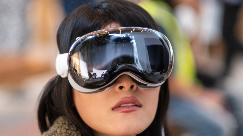 A customer tries the Vision Pro at Apple The Grove in Los Angeles
