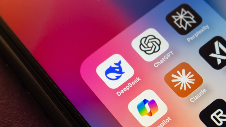 App icons for ChatGPT, DeepSeek, Perplexity on a phone screen
