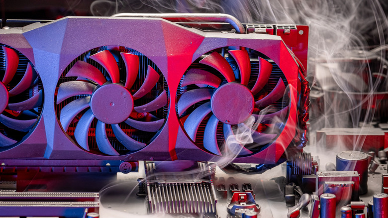 Smoke coming out of a graphics card