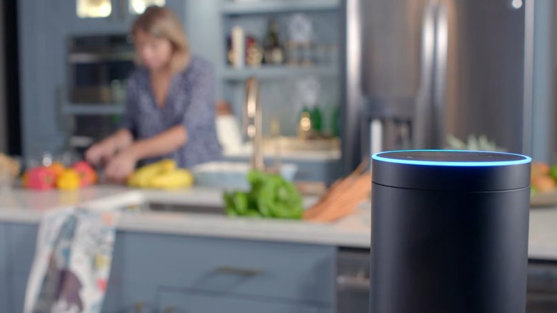 Amazon Echo being used in a kitchen