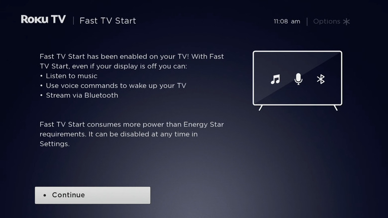 Fast TV Start menu on Roku TV with Roku wireless speaker