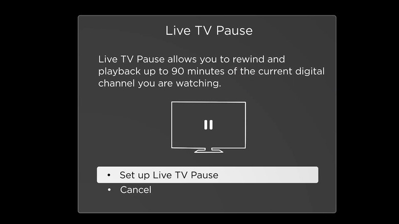 The Live TV Pause menu open on Roku TV