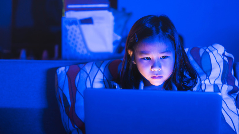 Child using a laptop