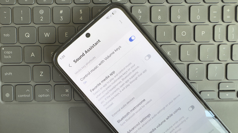 A Samsung phone showing Sound Assistant settings