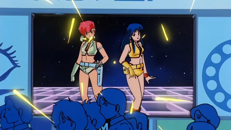 A screenshot from the Dirty Pair (1985) TV Intro