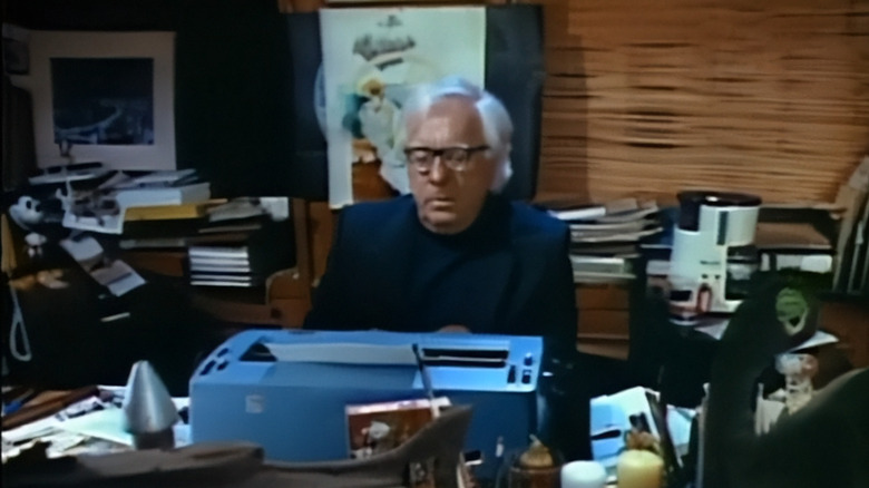 Author Ray Bradbury using his typewriter in the show "The Ray Bradbury Theater"