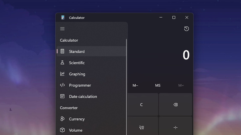 Windows 11 Calculator modes are shown as a screenshot.