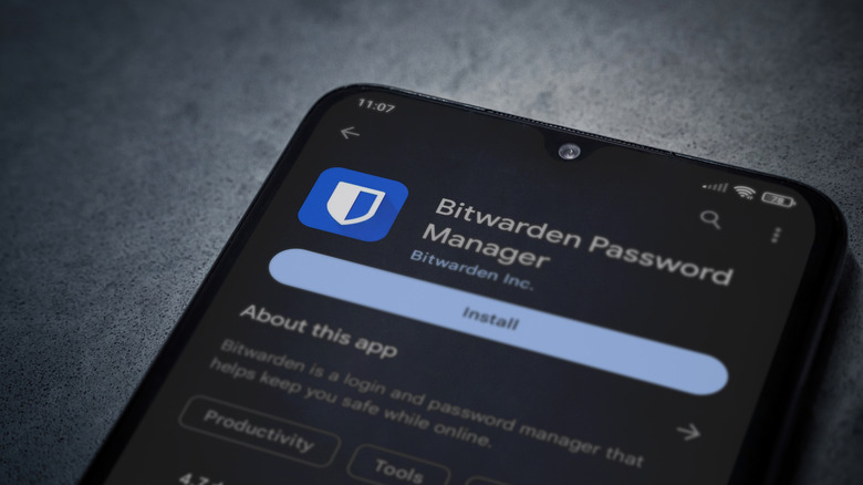 Bitwarden password manager Play Store install page