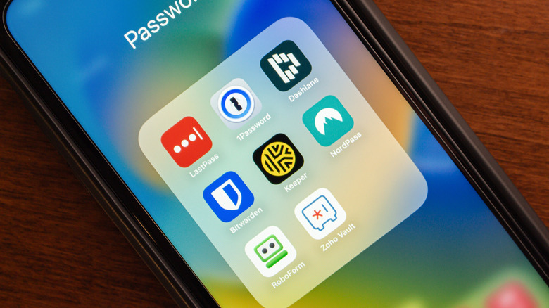 iPhone screen showing differeent passsword manager apps