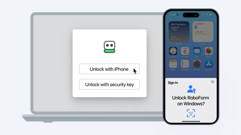Using RoboForm to authenticate a login request on a laptop