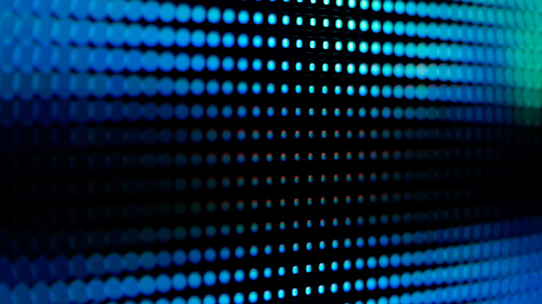Macro view of LED display pixels