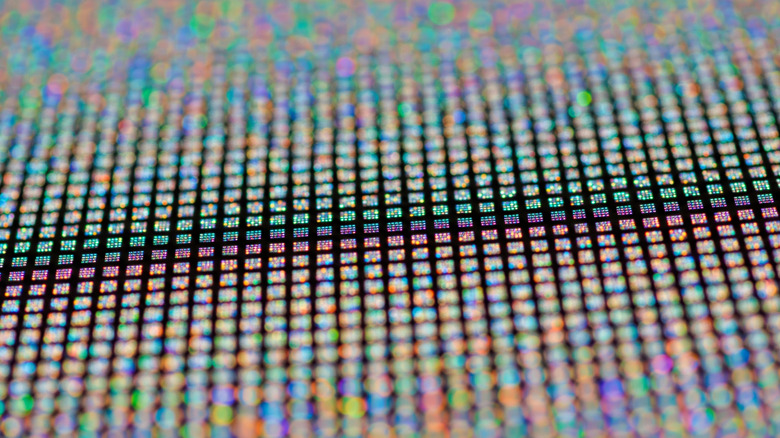 A pixel matrix on an OLED screen.