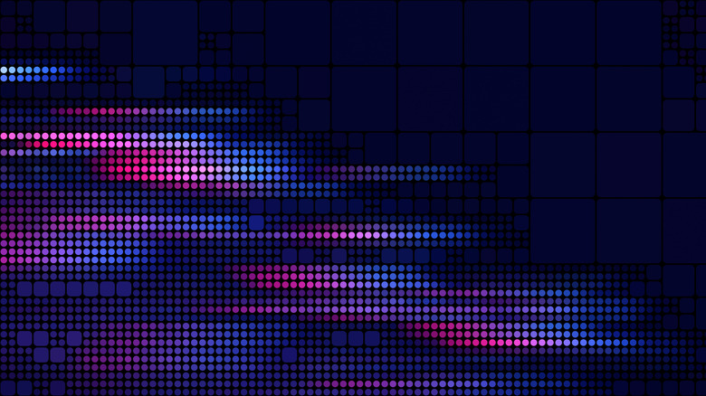 Colorful neon patterns on a black screen.