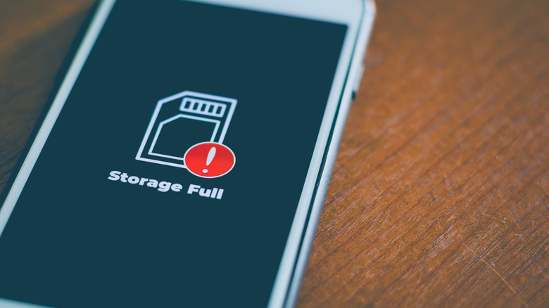 A storage full warning on a phone screen