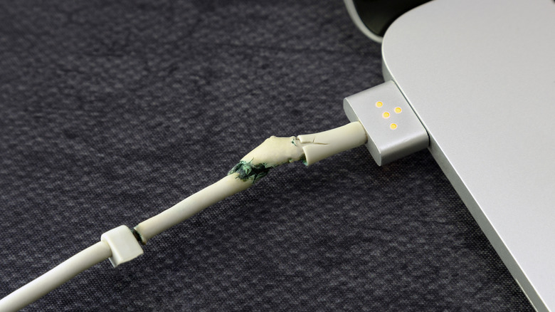 Damaged laptop adapter cable