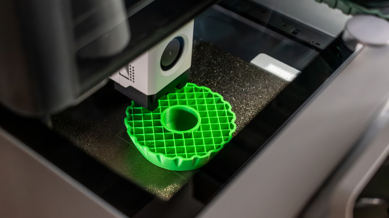 A 3D printer printing an object.