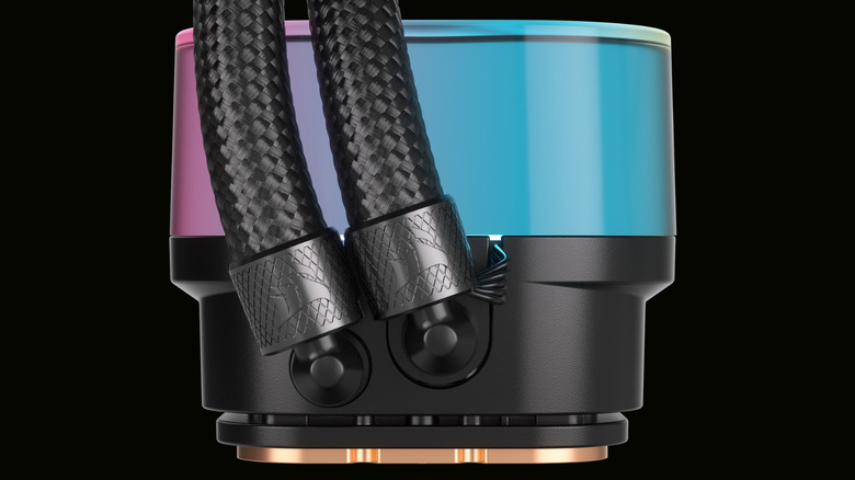 iCUE LINK H100i RGB AIO Liquid CPU Cooler water brick connections