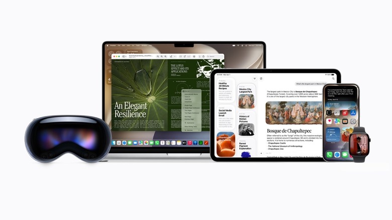 Several Apple devices running Siri AI