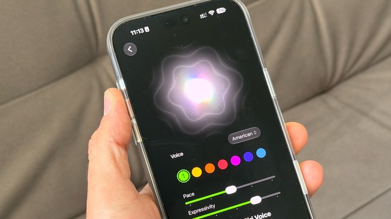 Close-Up of the new Siri Voices on an iPhone 19