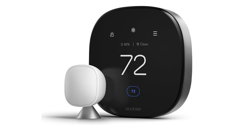 close-up ecobee smart thermostat on white background