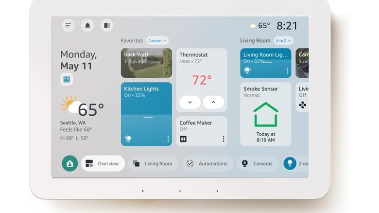 close-up amazon echo hub on white background