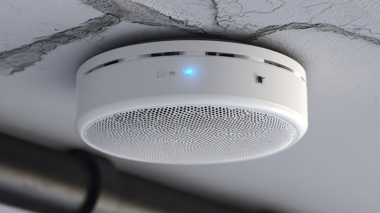 Smoke detector installed on a ceiling