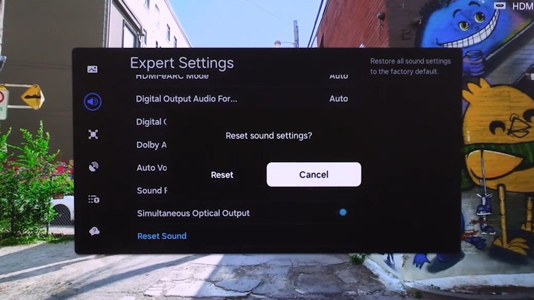 Resetting sound settings on a Samsung smart TV