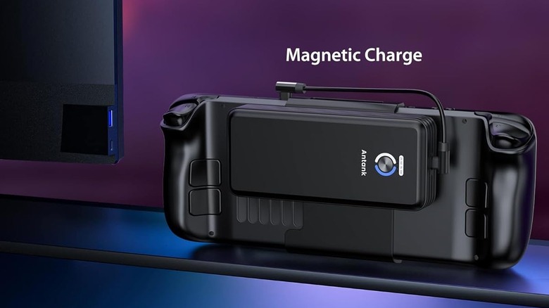 The Antank power back mounted on the rear of Steam Deck