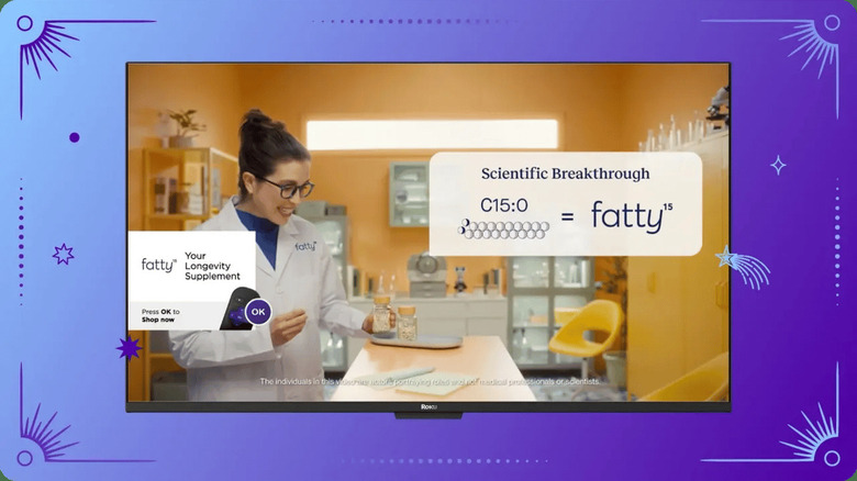 A fatty15 ad displayed on Roku TV OS.