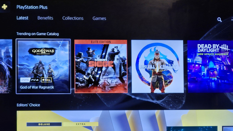 A TV showing the PS5 PlayStation Plus page