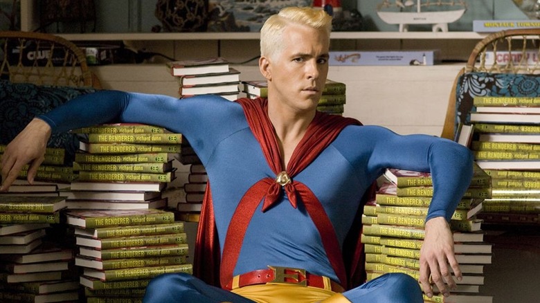 Captain Excellent sitting among a books