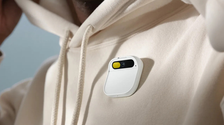 Humane AI Pin on a person's hoodie