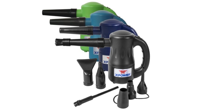 XPOWER electric air dusters with multiple nozzle attachments.